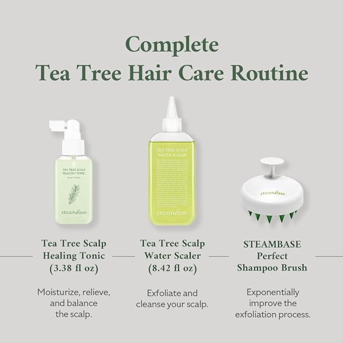 STEAMBASE Tea Tree Scalp Healing Tonic | Relieve Dry, Itchy, and Oily Skin | Hydrating and Nourishing Serum Oil Moisturizer for Calming Scalp | Korean Hair Care Products, 3.38 fl oz