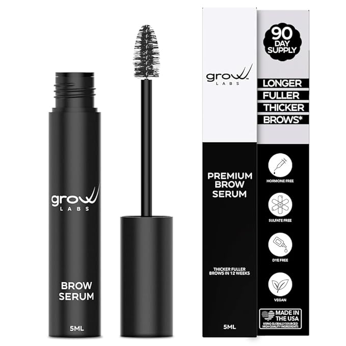 Eyebrow Growth Serum - with Biotin & Peptides - Eye Brow Serum for Growth - Vegan Brow and Lash Enhancer - Made in USA - Cruelty Free - 5ml