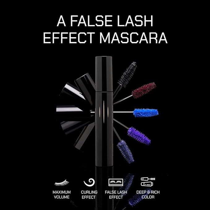 Radiant Professional Lengthening Mascara with silicone brush – Smudge-Proof Curl Mascara Volume and Length for Sensitive Eyes, Cruelty Free, Ideal for Mature & Young Women, 0.43 oz (04 Violet)