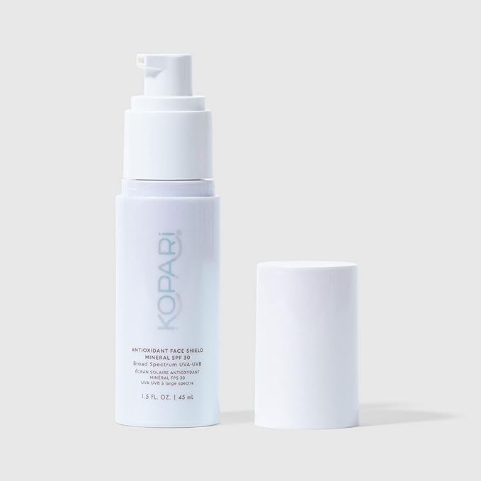 Kopari Antioxidant Face Shield Mineral SPF 30, Lightweight Sheer Texture With Dewy Finish, No White Cast with Moisturizing Hyaluronic Acid, 1.5 oz