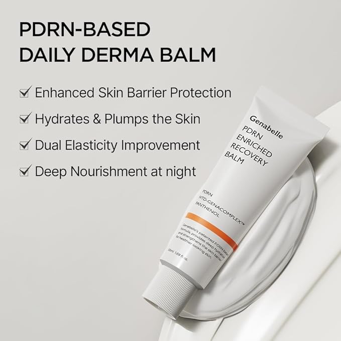 Genabelle PDRN Enriched Recovery Balm – 5,000 ppm PDRN & 10,000 ppm Panthenol Soothing Repair Cream for Sensitive Skin, Hydration & Barrier Strengthening, 50 ml (1.69 fl oz)