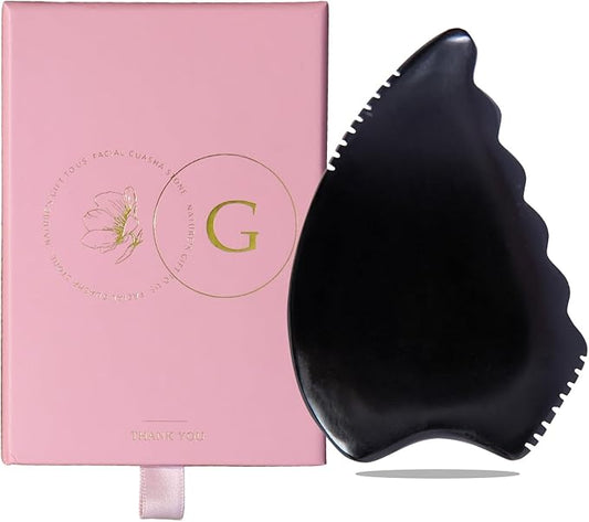 Gua Sha Facial Massage Tools, Gua Sha Scraping Tools for Face, Bian Stone Traditional Massage Tool Traditional Scraper Tool Black (Gift Package)