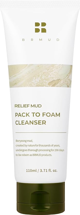 BRMUD Relief Mud Pack to Foam Cleanser - 2-in-1 Purifying & Hydrating Korean Foaming Clay Mask Facial Cleanser for Pore & Sebum Control - Makeup Cleansing Face Wash Korean Skincare (3.71 fl oz)