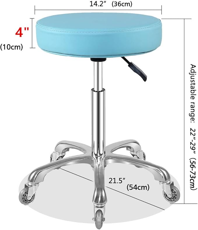 Rolling Stool with Wheels Heavy Duty Hydraulic for Shop Guitar Lab Tattoo Workbench Medical,Adjustable Swivel Stool Chair (Cyan)