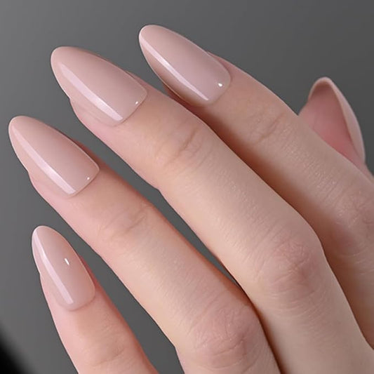 evpct Glossy Press on Nails Short Almond Short for Women, Plum Pink Fake Nail with Glue Salon Quality Reusable Stick on Nails In 15 Sizes 30Pcs Full Cover False Nail Soft Gel Set Kit for Gift, 05