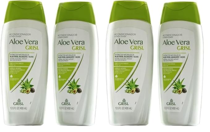 Grisi Aloe Vera Conditioner, 4-Pack of 13.5 FL Oz each, Paraben Free, Moisturizing Conditioner with Aloe Vera Extract for Soft and Shiny Hair, 27 Fluid Ounces