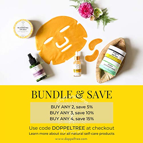 Doppeltree All Natural Caffeine Under Eye Patches & Hydrogel Masks (60 Pads) - Anti Aging Treatment for Crow Feet, Puffiness, Wrinkles, Dark Circles- Formulated in San Francisco