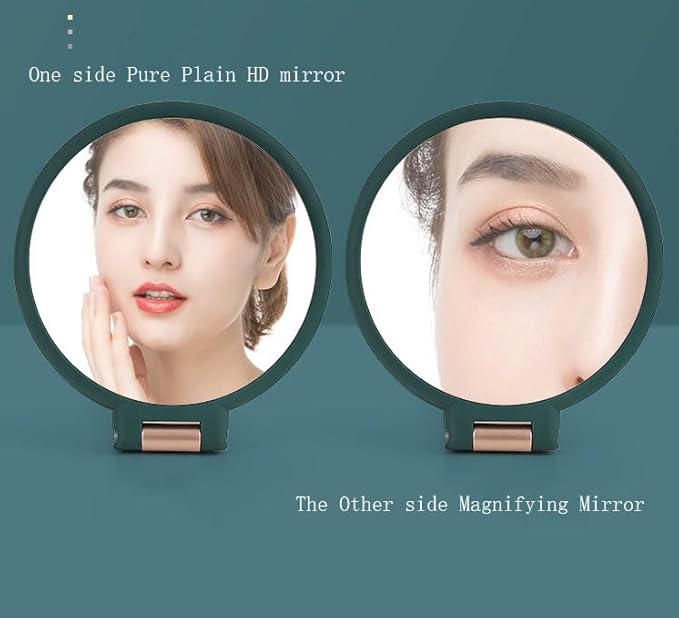 1X 5X Handheld Mirror with Handle for Travel， Magnifying Mirror, Magnification, Rotation Adjustable Handle, Double Sided Folding, Mirror for Women for Eyes Makeup Travel Table Desk Shaving