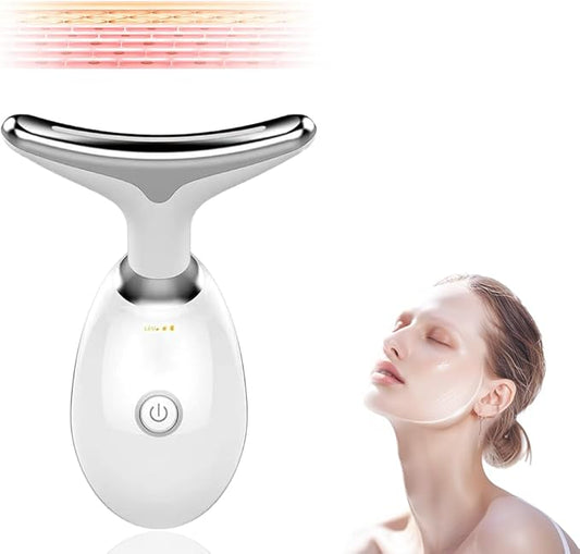7-in-1 LED Skin Sculptor - Red Light Neck Massager with Heat - Ergonomic Relaxation Device for Muscle Comfort & Skin Care, Non-Medical Personal Use,White,2025