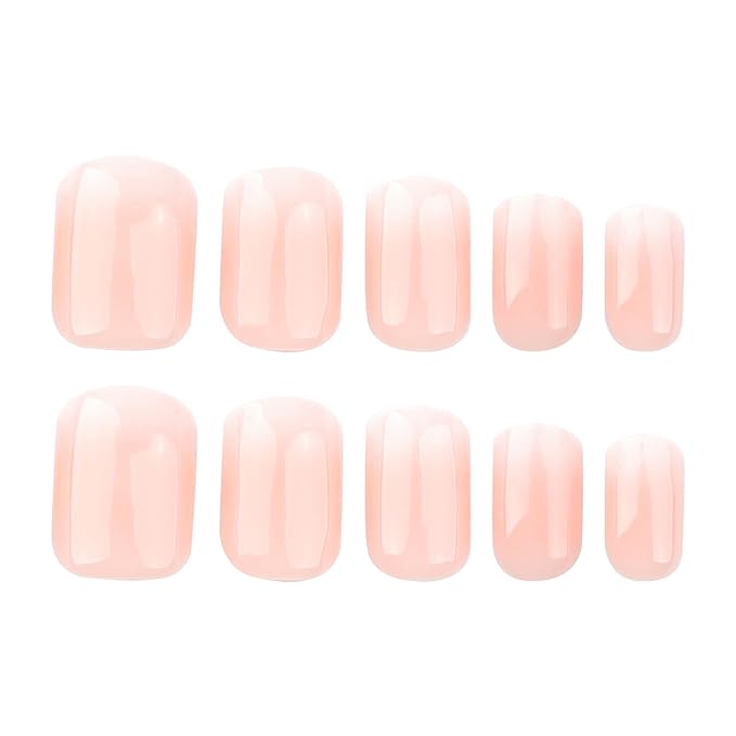 Pink Ombre Press On Nails Extra Short Square, French Tip Designer Fake Nails Reusable Acrylic Nail for Women, Glossy Soft Gel Gradient False Nail with Glue On Nails, Wedding/Party Stick On