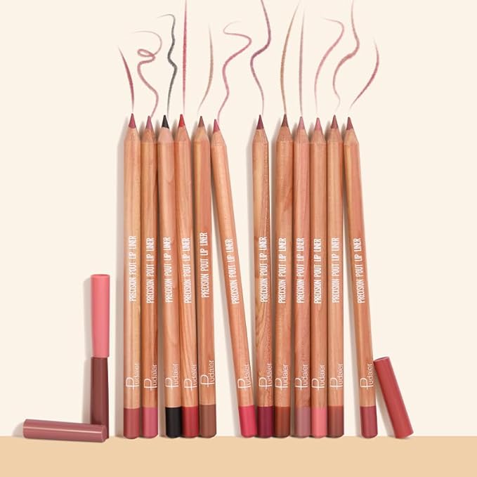 12 Pcs Pink Nude Brown Lip Liner Makeup Set - Waterproof & Smudge-Proof Matte Pencil Lip Liner Pack, Long-Lasting & Durable, Smooth & Easy Glide, Non-Smudge, Contouring, Filling & Layering (Set B)