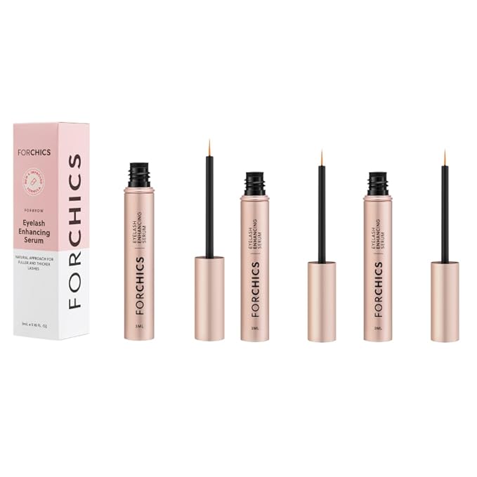 ForLash by ForChics: 3 Pack Ultimate Hormone- Free Eyelash Growth Serum for Enhanced Fuller, Thicker, Longer Lashes - Regrowth Booster, Organic Formula, Vegan & Cruelty-Free