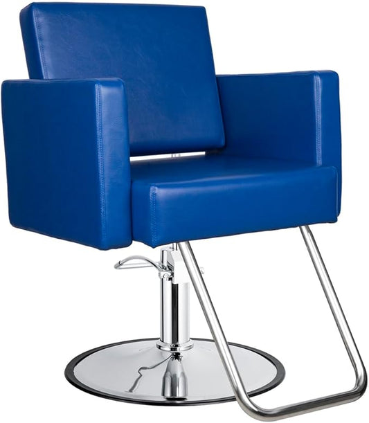 Avant Extra Wide Salon Styling Chair in Nautical Blue, Round Chrome 360° Swivel Hydraulic | Minerva Beauty