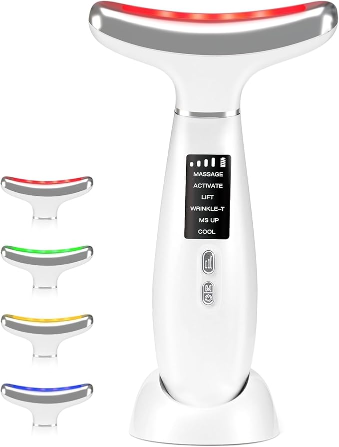 Red Light Therapy for Face, Facial Massager, Skin Care Device for Anti-Aging, at-Home, Lifting & Tightening Loose Skin (Pearl White)