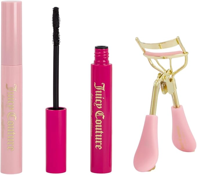 Juicy Couture Mascara Duo & Lash Curler – Dual Mascara Shades of Black, Intense Volume & Lucious Lash Curls