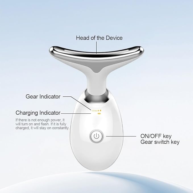 7-in-1 LED Skin Sculptor - Red Light Neck Massager with Heat - Ergonomic Relaxation Device for Muscle Comfort & Skin Care, Non-Medical Personal Use,White,2025