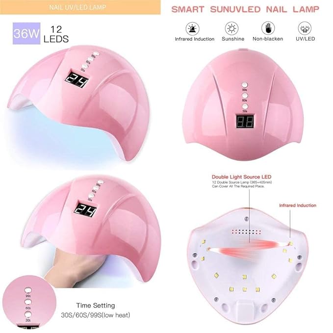 Acrylic Nail Kit for Beginners with Everything nail drill with lamp 6pcs powder with 3pcs gel nail polish for Women Home DIY