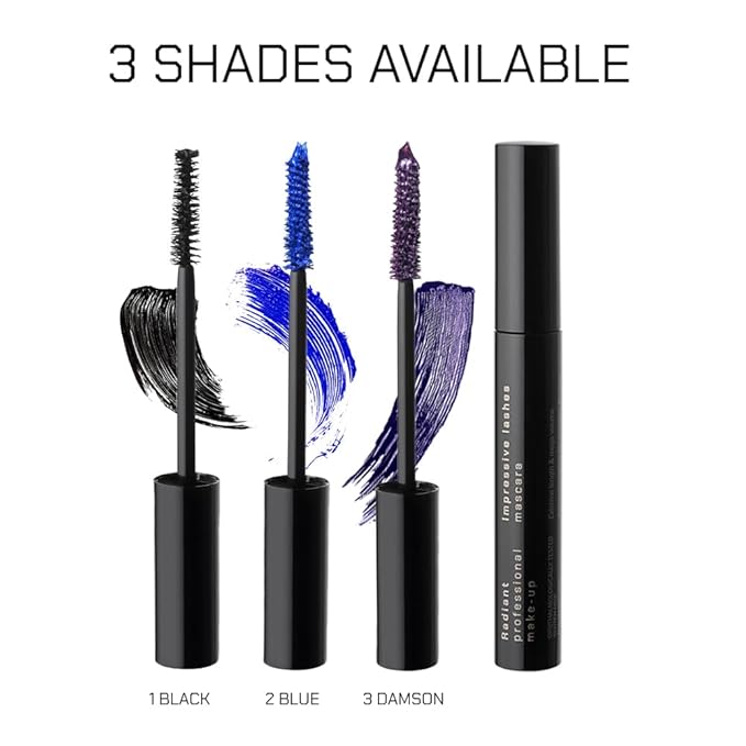 RADIANT PROFESSIONAL Lengthening Volumizing Mascara – Smudge Proof Mascara for Volume and Length – Long-Lasting, Dramatic False Lash Effect – 8ml (03 DAMSON)