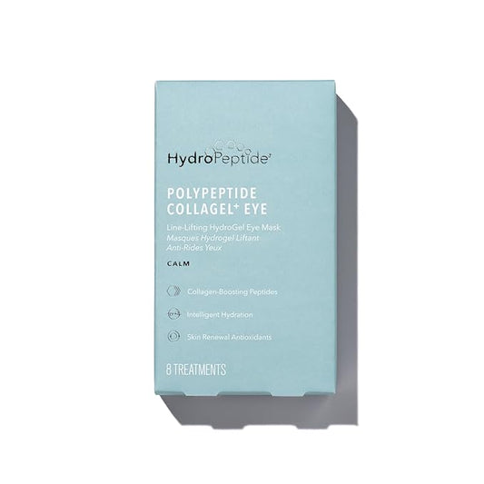 HydroPeptide PolyPeptide Collagel Eye Masks, Line-Lifting Hydrogel Under Eye Patch, Firmer Appearance & Hydration & Dark Circles, 8 Treatments