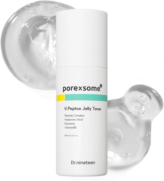 Dr.ninteen V.Peptox Jelly Tonerㅣ13 Peptides 25,000ppm + 10 Hyaluronic Acid(HA) + ExosomeㅣEssence Toner for Pore Tightening & CoolingㅣK-Skincare (5.07 fl.oz.)