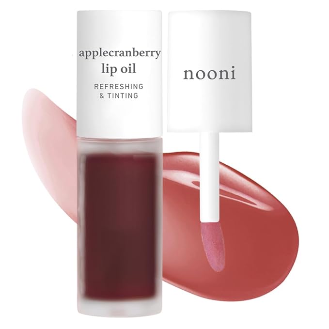NOONI Korean Lip Oil - Applecranberry | Long-Lasting, Moisturizing, Plumping, Revitalizing for Dry Lips, Waterproof, No Peel Off, Hydrating, Stocking Stuffers, Gifts For Teen Girls, 0.12 FL Oz