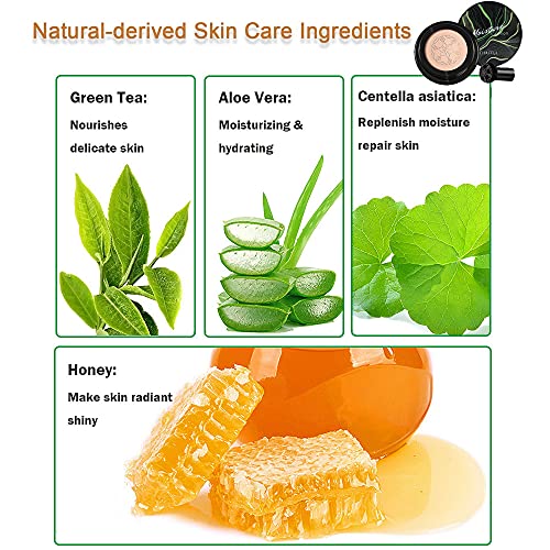 Mushroom Head Air Cushion CC Foundation, Moisturizing BB Cream, Long Lasting Matte Concealer, Face Makeup (Ivory)