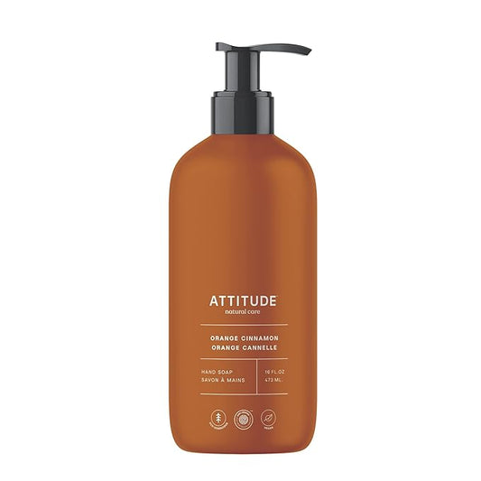 ATTITUDE Liquid Hand Soap, EWG Verified, Plant and Mineral-Based, Vegan Personal Care Products, Orange Cinnamon, 16 Fl Oz