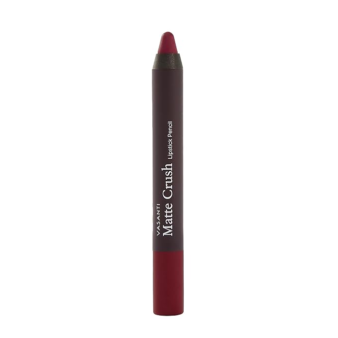VASANTI Matte Crush Lipstick Pencil – Red Over Heels – Soft, Velvety Matte Finish, Waterproof, Smooth Application – Natural, Vegan, Paraben-Free Lip Color