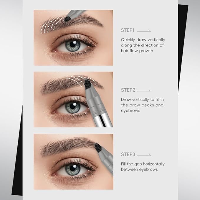 Liquid Microblading Eyebrow Pencil – Waterproof Long-Lasting Brow Pen for Natural Hair-Like Strokes, Easy to Use, Smudge-Proof Eyebrow for All Day Wear (02 Yellowish Brown)