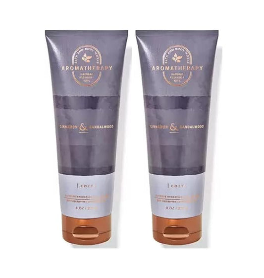 Bath and Body Works Aromatherapy Cinnamon Sandalwood Ultimate Hydration Body Cream 8 Oz. 2 Pack (Cinnamon Sandalwood)