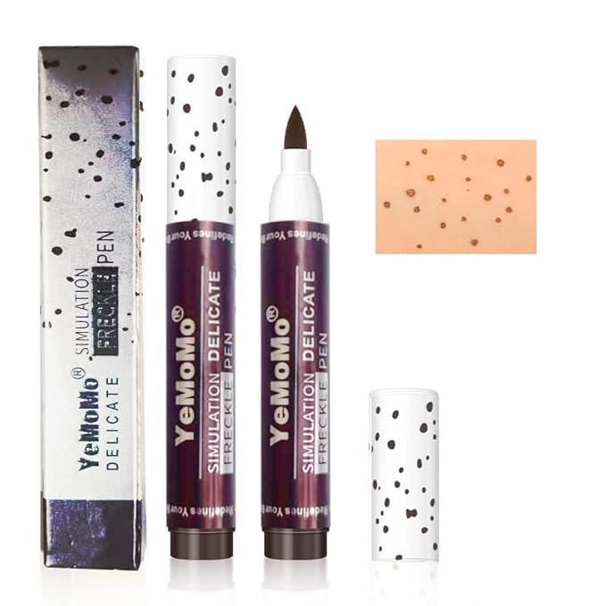 Freckle Pen, Waterproof Makeup Marker, Caramel Light Brown and Coffee Dark Brown, Long-Lasting Simulation Freckle Makeup (Dark Brown)