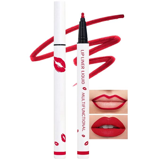 Kaely Ruby Red Longwear Liquid Lip Liner Waterproof, 24 Hour Long Lasting Lip Liner Stain Marker Pen, 2-in-1 Matte Semi Permanent Lipliner & Lipstick, Vegan & Cruelty-Free, 09