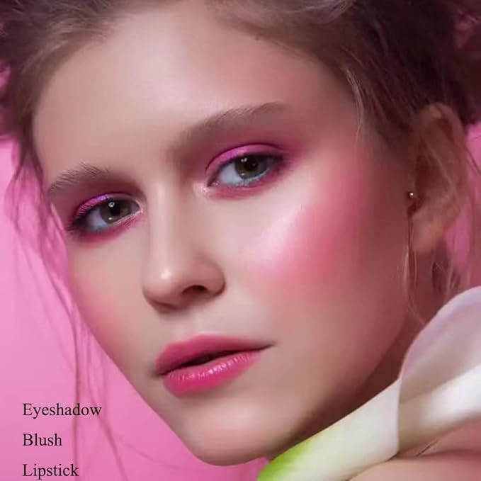 16 Colors Pink Matte Glitter Metallic Eye Shadow Palette, Korean Eyeshadow Palette Makeup, Pigmented Red Eyeshadow Kit for Halloween Parties, Joker Vampire Clown Makeup