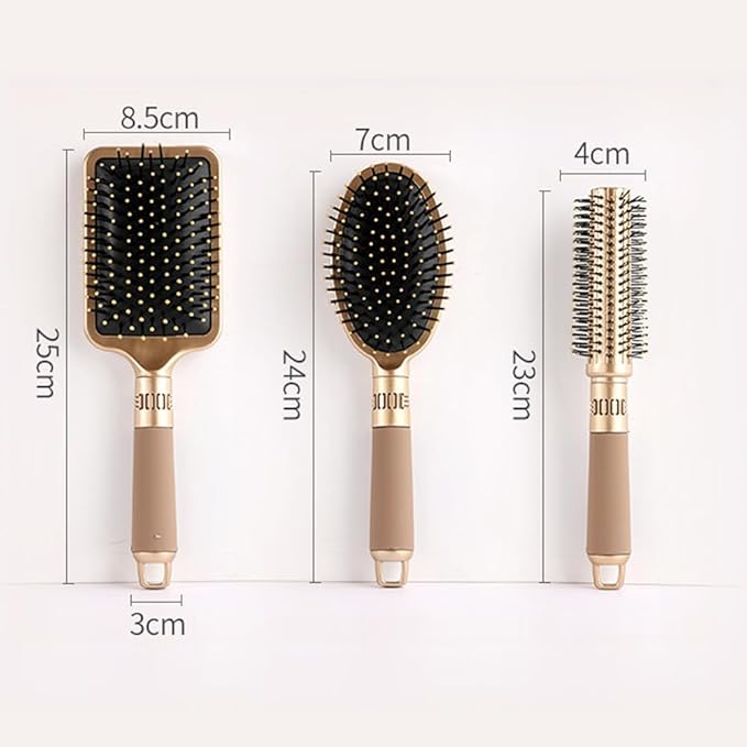 3 Pieces Hair Brush Comb Set Paddle Brush Detangle Hair Brush for Men and Women Wet, Dry, Curly and Straight Hair
