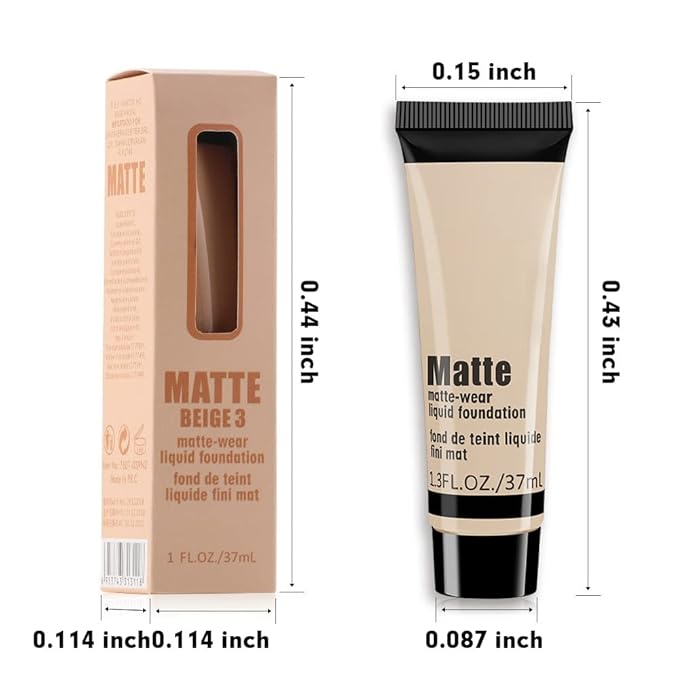 1 Pack Liquid Foundation Cream for Face Makeup,Durable Full Coverage Matte Concealer Make Up,Oil Control & Waterproof Base Primer -1 Fl.Oz-BEIGE 6#