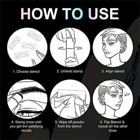 Eyebrow Stamp and Eyebrow Stencil Kit, Eye Brow Stencil Kit for Beginners 24 Reusable and Washable Eyebrow Shaping Kit, Brow Stencil and Stamp Kit Smudge-Proof & Long-Lasting (Black Brown)