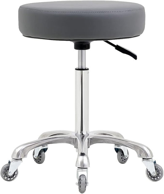 Rolling Stool with Wheels, Heavy Duty 400 lbs Stool for Shop Guitar Lab Tattoo Workbench Medical, Adjustable Swivel Chair (Grey)