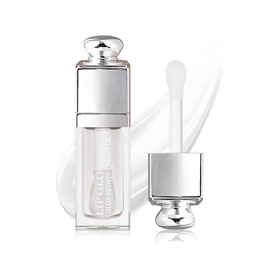 Hydrating Lip Glow Oil, Lip Oil Gloss Transparent Toot Tinted Nourishing Long Lasting Repairing Lightening Lip Lines (CLEAR) 0.2 OZ