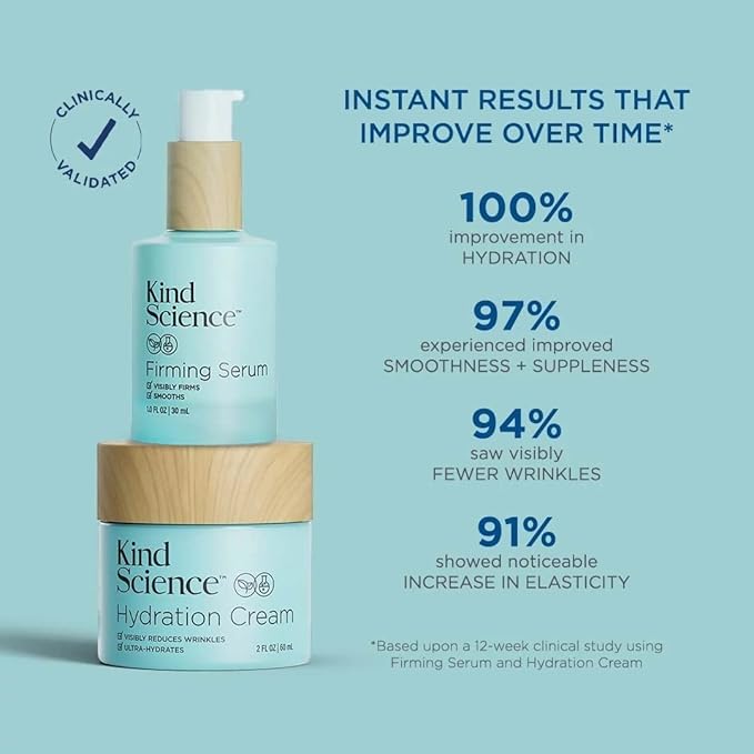 Kind Science Hydration Cream - Moisturizer Face Cream For Women - Anti Aging for Day and Night - Visibly Reduces Wrinkles, Improves Smoothness & Elasticity - Fragrance Free, Cruelty Free, 2 oz
