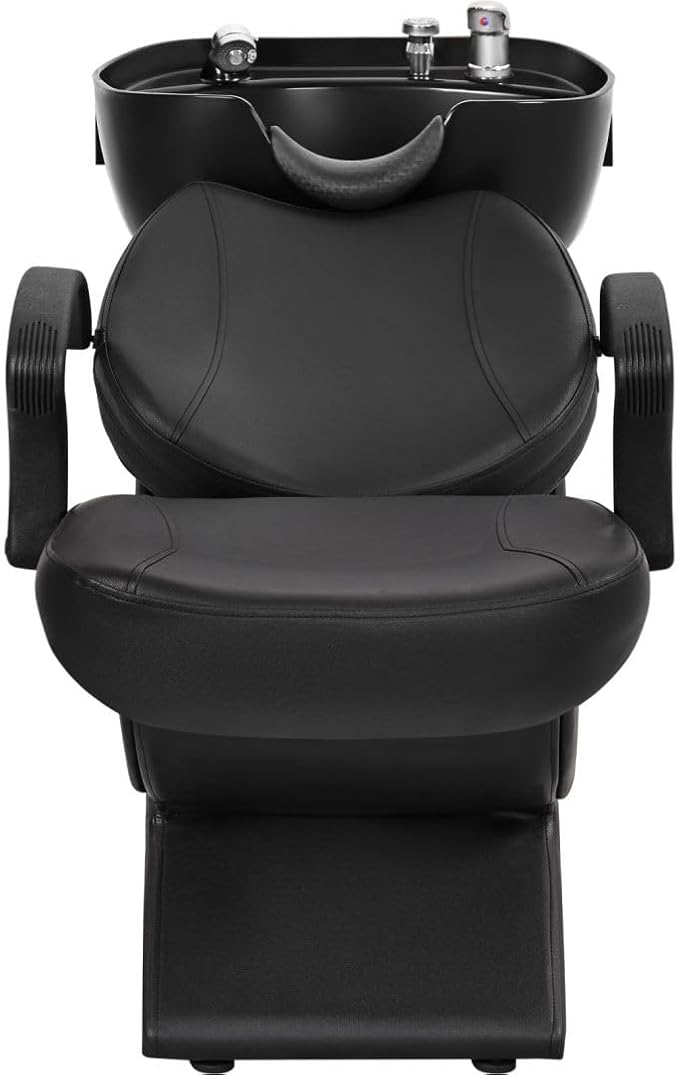 Shampoo Bowl and Chair Set for Salon 2PCS, Backwash Barber Chair,ABS Plastic Shampoo Bowl Sink Unit w/Storage Box for Beauty Spa Barbershop