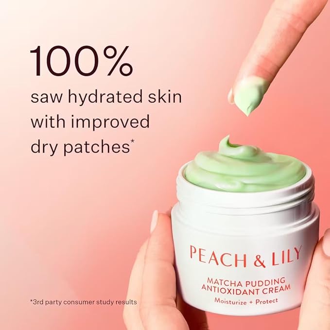 Peach & Lily - Matcha Pudding Antioxidant Cream (3.38 ounces) - Face Moisturizer Cream - Protect & Hydrate Skin - Green Tea, Vitamin B3, Niacinamide - Self Care - Vegan, Cruelty Free - Korean Skincare