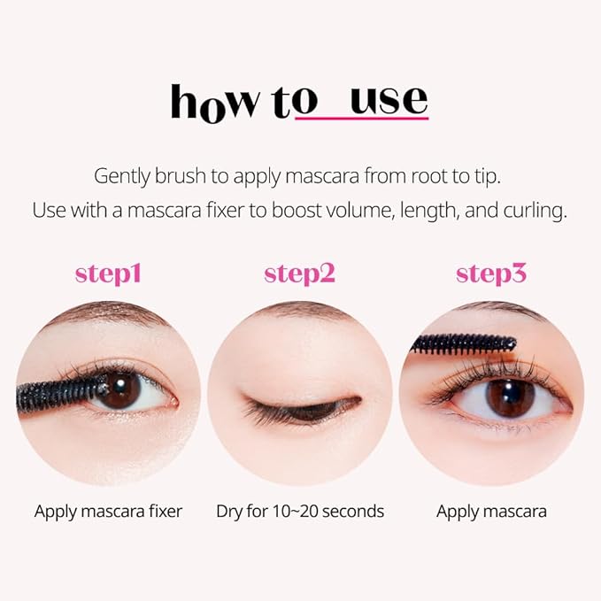 ETUDE Curl Fix Mascara Black 1+1 Set, Lash Mascara, Strong Curl Up, Long-Lasting, Waterproof, Light-Weight, Korean Makeup, Beauty, Vegan Certified (0.27 * 2 Fl Oz)
