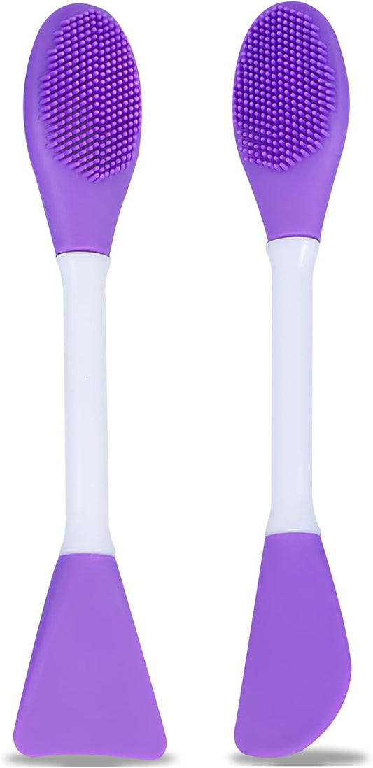 2 Pcs Silicone Facial Cleansing Brush,Face Masks Skincare Brush for Pore Cleansing(Purple)