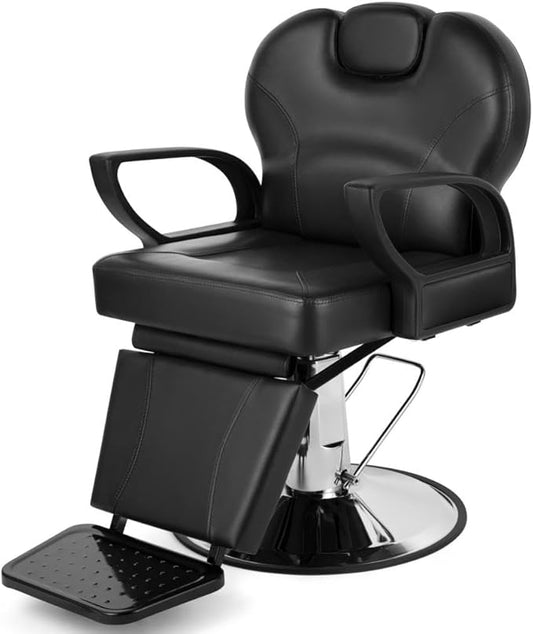 Artist hand Reclining Salon Chairs for Hair Stylist, Heavy Duty Barber Chairs for Barbershop, Hydraulic Salon Shampoo Chair with Headrest and Footrest, 360 Degree Swivel, Spa Beauty Equipment