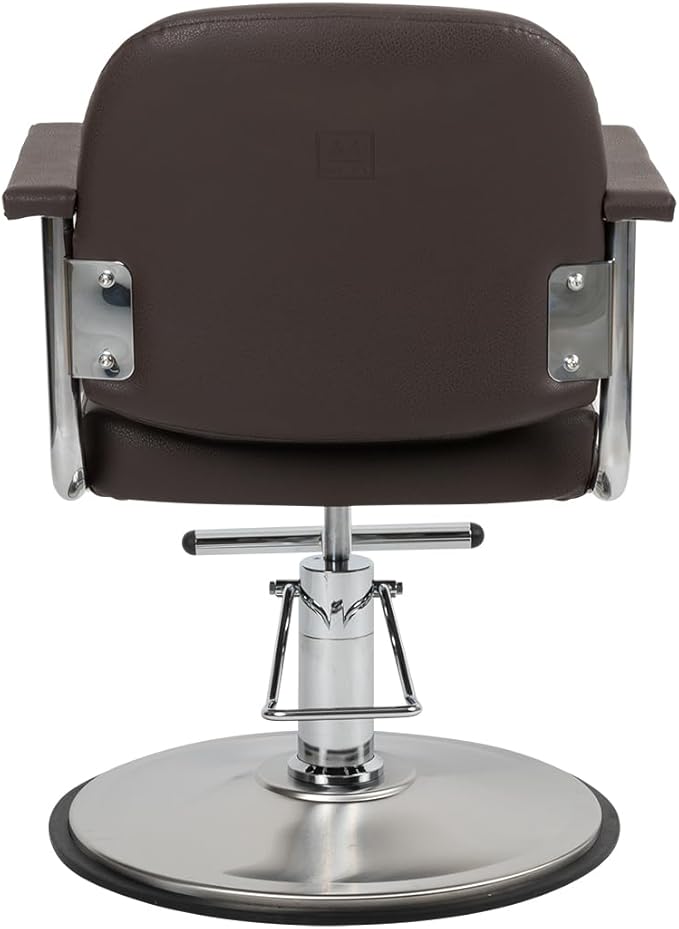 Zaria Wide Salon Styling Chair, Round Chrome 360° Swivel Hydraulic | Minerva Beauty (Espresso)