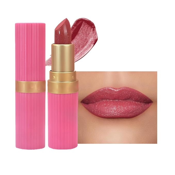 Coral Pink Metallic Lipstick for Women,Lightweight Shimmer Frosted Lipstick,Glitter Lip Gloss Stain Long Lasting Waterproof Smudge Proof 24 Hour Full Coverage Lip Makeup,Vegan