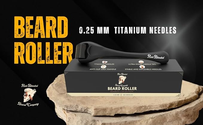 Beard Derma Roller Scalp Hair Care – Microneedle dermaroller for Beard & Facial Hair, Rodillo para Minoxidil, Supports Thicker-Looking Beard, Patchy Beard Filler for Men