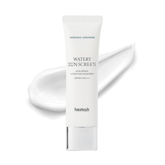 HEIMISH Moringa Ceramide Hyaluronic Hydrating Watery Sunscreen - SPF Face Moisturiser, Daily Sunscreen For Face, Broad Spectrum SPF 50, Non-greasy, Lightweight with Hyaluronic Acid, 1.7fl.oz/50ml