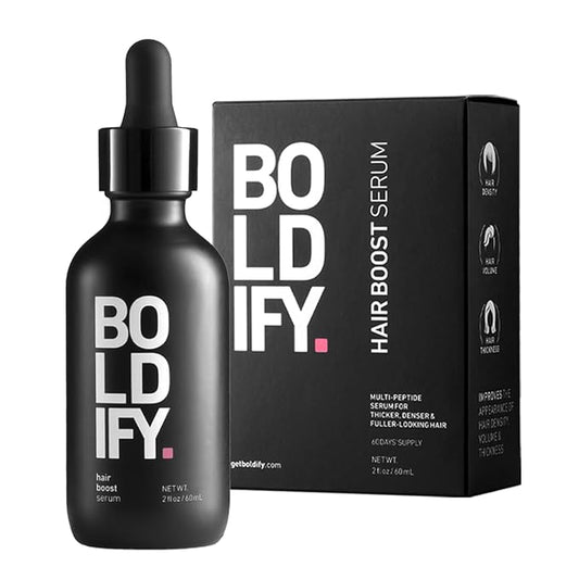 BOLDIFY Hair Growth Serum - 2 oz, 30 Natural Boosters + 4 Clinically Proven Peptides, Lightweight Non-Greasy Scalp Treatment for Thicker, Fuller Hair for Women & Men