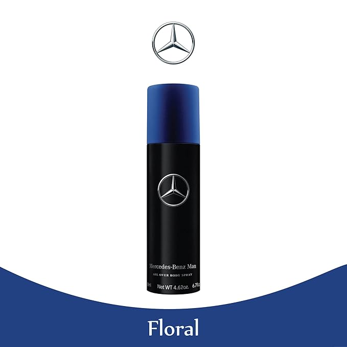 Mercedes-Benz Man - Body Spray for Men - Woody Fruity Fragrance with Ambrette and Cedar - Long-Lasting Mens Body Spray - All Over Freshness - 6.7 oz